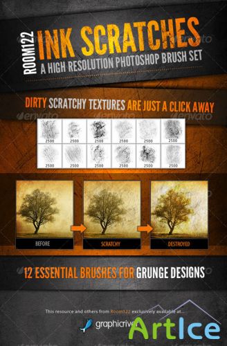 GraphicRiver - Ink Scratches Photoshop Brush Set 123822