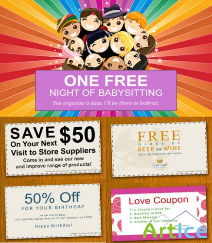 Coupon Template Psd Pack for Photoshop