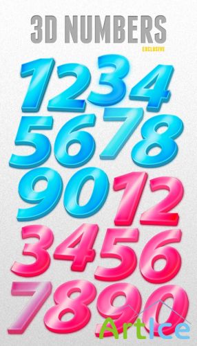 3D Numbers PSD Template