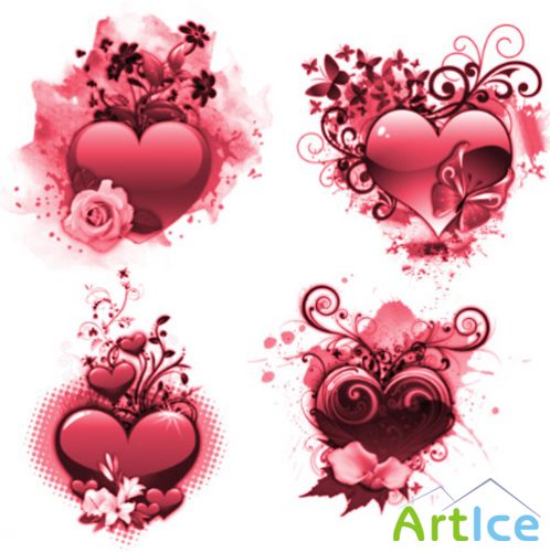 Heart Collage Brushes Set for Photoshop