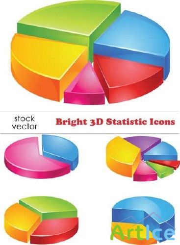 Vectors - Bright 3D Statistic Icons