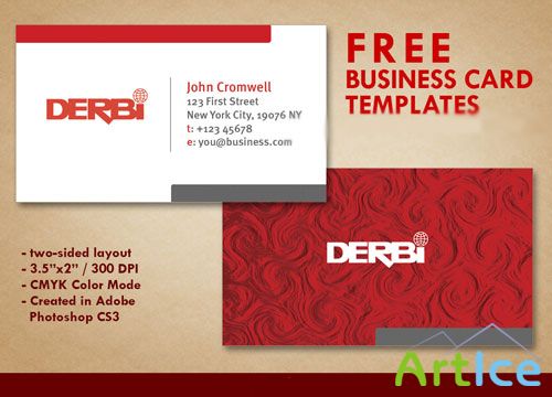 Red Business Card Psd for Photoshop