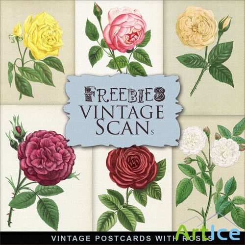 Scrap-kit - Vintage Postcards With Roses