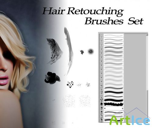 Hair Retouching Brushes Set for Photoshop