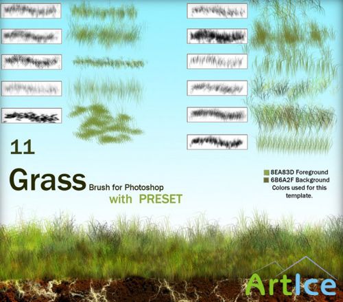 Grass brush for Photoshop set 2