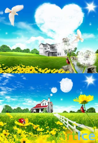 A beautiful sunny spring day psd for Photoshop
