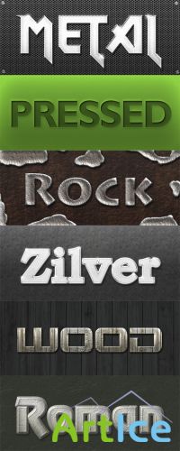 6 Styles - Roman, Metal, Pressed, Rock, Wood and Zilver