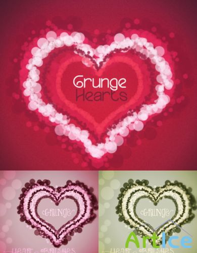 Grunge Hearts II Brushes Set for Photoshop