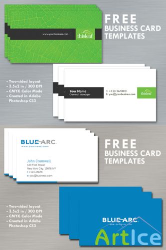 Blue and Simple Business Cards Psd for Photoshop