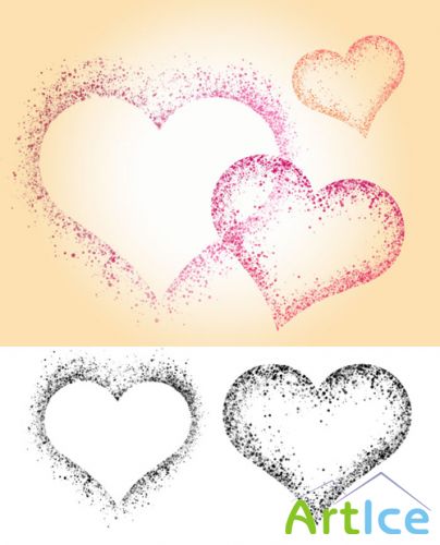 Spatter Hearts Brushes Set for Photoshop