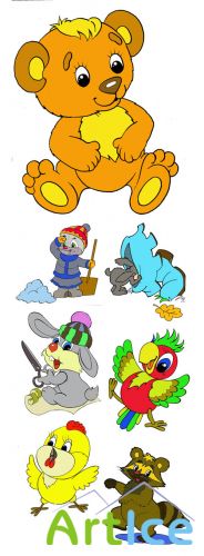 Collection of cartoon animals for Photoshop