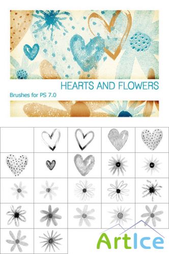 Hearts And Flowers Brushes Set for Photoshop