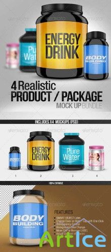 GraphicRiver 4 Realistic Product/Package Mock up Pack