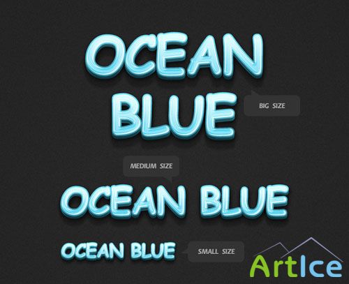 3D Ocean Blue Text Styles for Photoshop