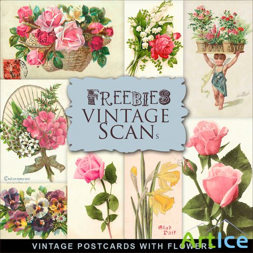 Scrap-kit Vintage Postcards with