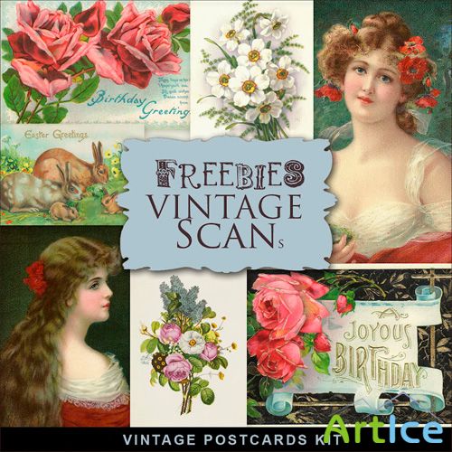 Scrap-Kit Vintage Women and Flowers