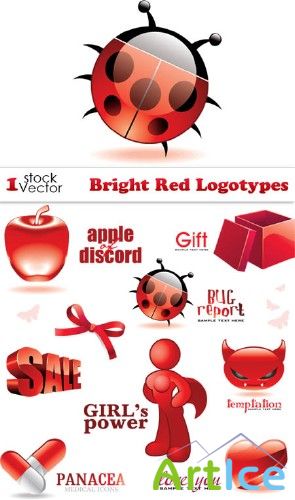 Bright Red Logotypes Vector
