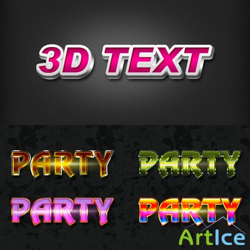 3D Text and Party Text Style for Photoshop