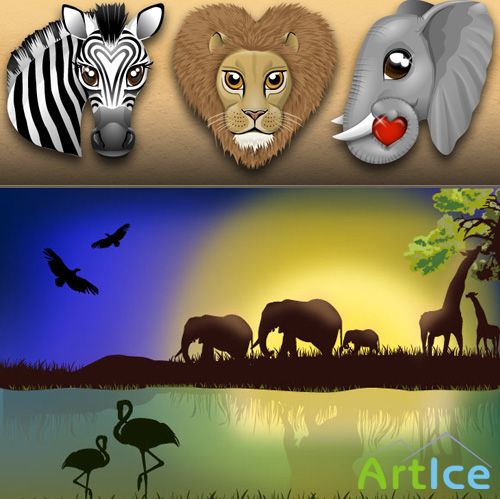 African landscape with animals For Photoshop