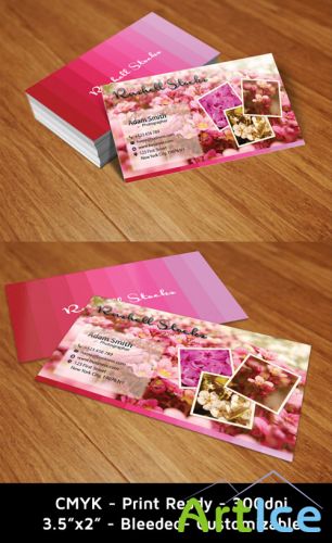 Flowery Business Cards for Photoshop