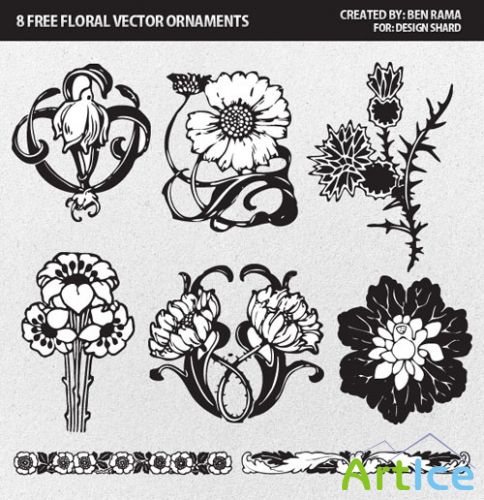 Vector Pack - 8 Floral & Decorative Ornaments