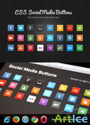 CSS3 Social Media Buttons - MediaLoot