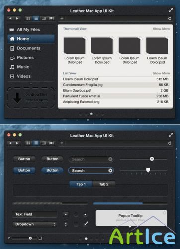 Leather Mac App UI Kit - MediaLoot