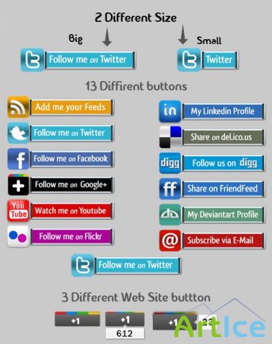 PSD Template - Social Network Buttons