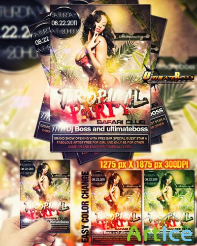 Freemium Tropical Party Flyer/Poster PSD Template