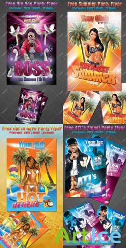 Hot Summer Party Flyers Templates Pack for Photoshop