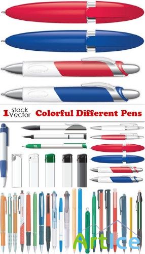 Colorful Different Pens Vector