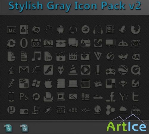 PSD Template - Stylish Gray Icon Pack v2