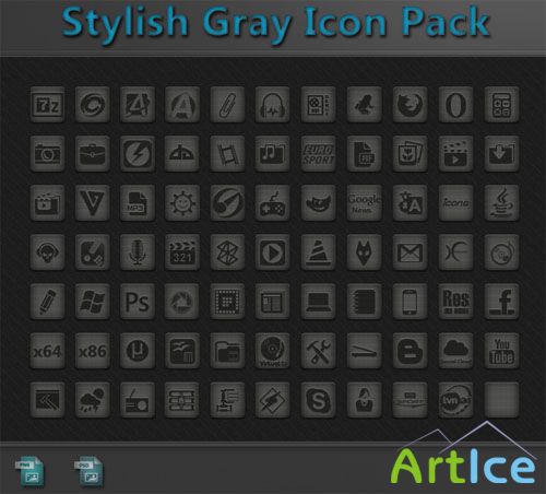 PSD Template - Stylish Gray Icon Pack v1