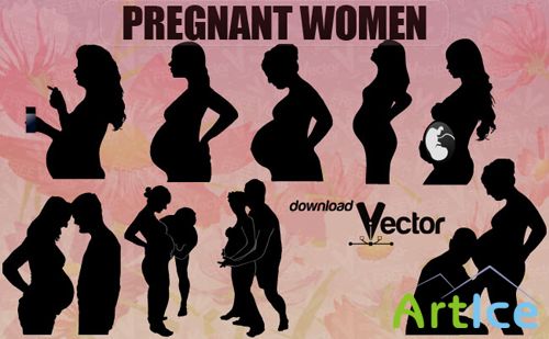 Pregnant Woman Silhouettes Vector