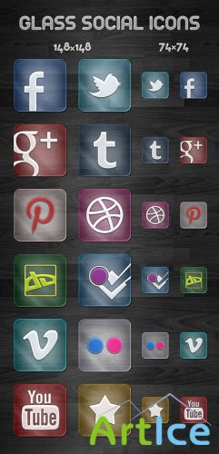 Glass Social Icons for Photoshop