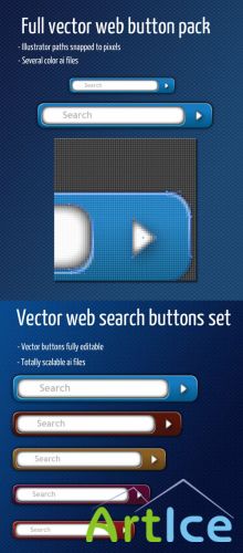 Web Page Vector Button for Photoshop - Ribbon