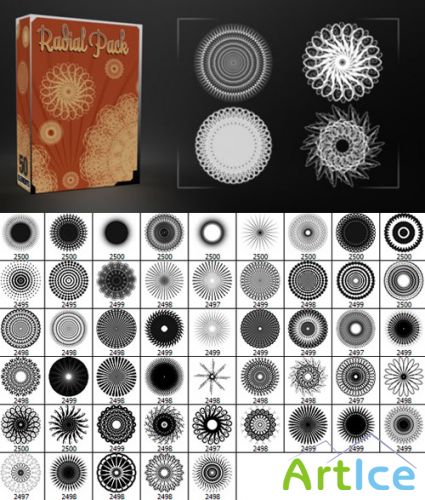 Radial Pack 50 Elements Brushes For Photoshop