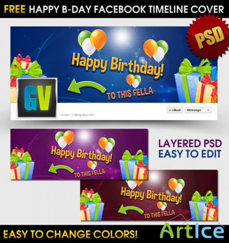 PSD Template - Happy B-Day Facebook Cover