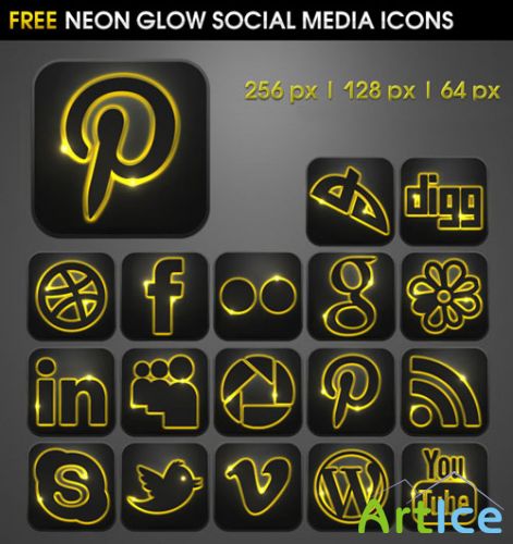 Neon Glow Social Media Icons