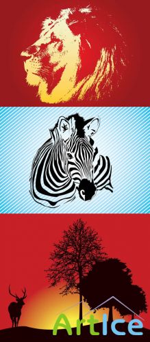 Zebra and Lion Face Vector for Photoshop