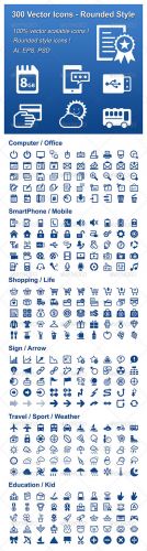 GraphicRiver - 300 Vector Icons - Rounded Style 2316791