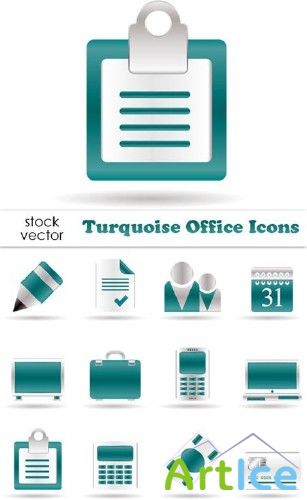 Vectors - Turquoise Office Icons