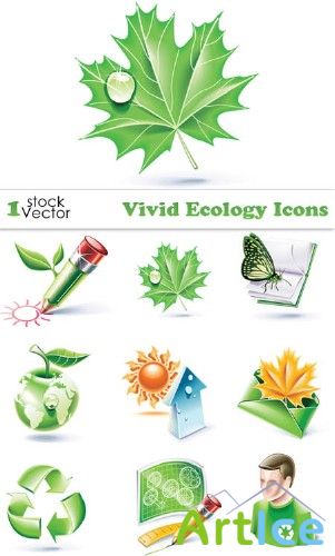 Vivid Ecology Icons Vector