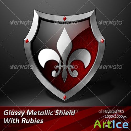 GraphicRiver - Glassy metallic shield with rubies 86895