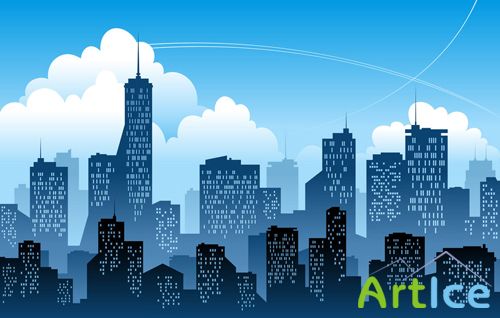 Silhouettes of a big city Vector