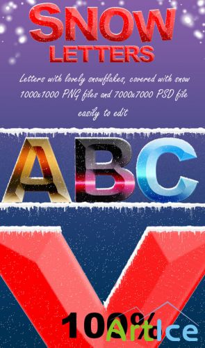 PSD Template - Snow Alphabet and Numbers