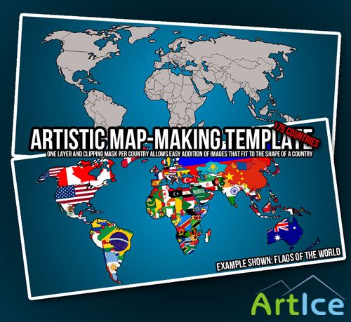 PSD Template - Artistic Map-Making
