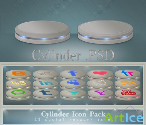 Cylinder Icon Pack Psd