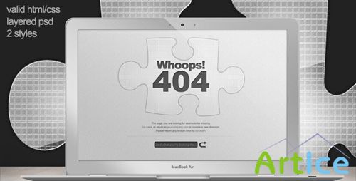 ThemeForest - Custom 404 Error Page - Missing Jigsaw Piece RETAiL