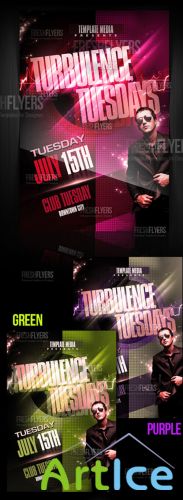 PSD Template - Turbulence Tuesdays Party Flyer/Poster